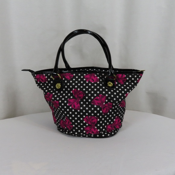 Betseyville Betsey Johnson Pink Bows and White Polka Dots Handbag Purse - Picture 7 of 16